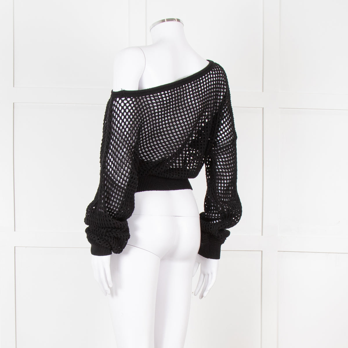 Alo Black Crochet Crop Jumper