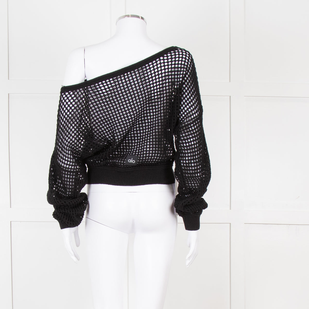 Alo Black Crochet Crop Jumper