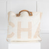 Chanel  Cream Canvas Tote Bag with Shoulder Chain