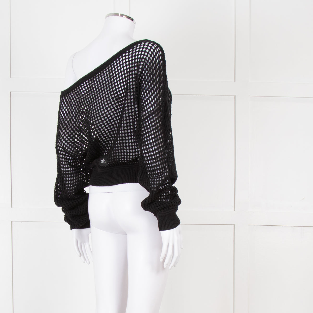 Alo Black Crochet Crop Jumper