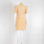 Sandro Yellow Lace Short Sleeve Shift Dress with Front Poppers