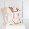 Chanel  Cream Canvas Tote Bag with Shoulder Chain
