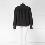 ba&sh Black Denim Shirt With Frill Collar