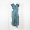 Ulla Johsnon Teal Silk Feel Sleeveless Dress With Loose Belt
