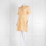 Sandro Yellow Lace Short Sleeve Shift Dress with Front Poppers