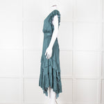 Ulla Johsnon Teal Silk Feel Sleeveless Dress With Loose Belt