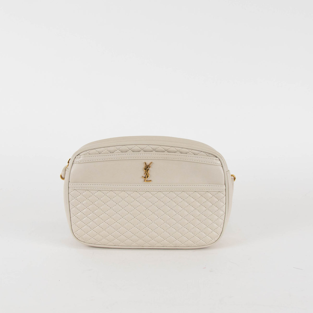 Saint Laurent Off White Quilted Victoire Crossbody Bag