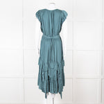 Ulla Johsnon Teal Silk Feel Sleeveless Dress With Loose Belt