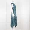 Ulla Johsnon Teal Silk Feel Sleeveless Dress With Loose Belt