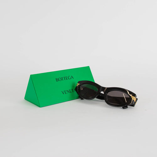 Bottega Veneta Black Bold Ribbon Cat Eye Sunglasses