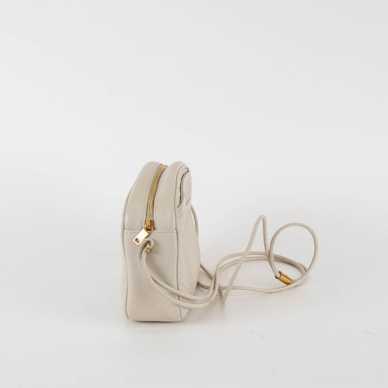 Saint Laurent Off White Quilted Victoire Crossbody Bag
