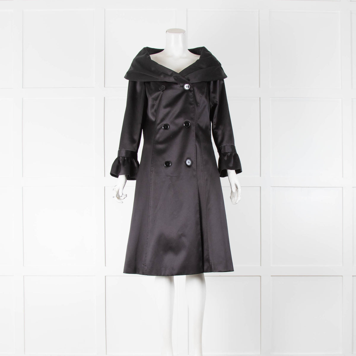 DKNY Black Satin Feel Evening Coat