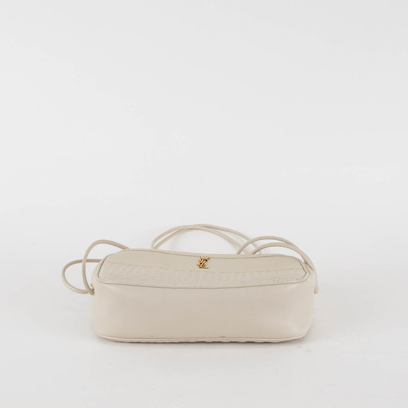 Saint Laurent Off White Quilted Victoire Crossbody Bag