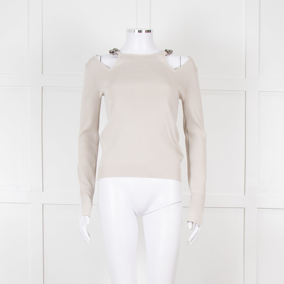 Patrizia Pepe Grey Jumper With Shoulder Chain Detail