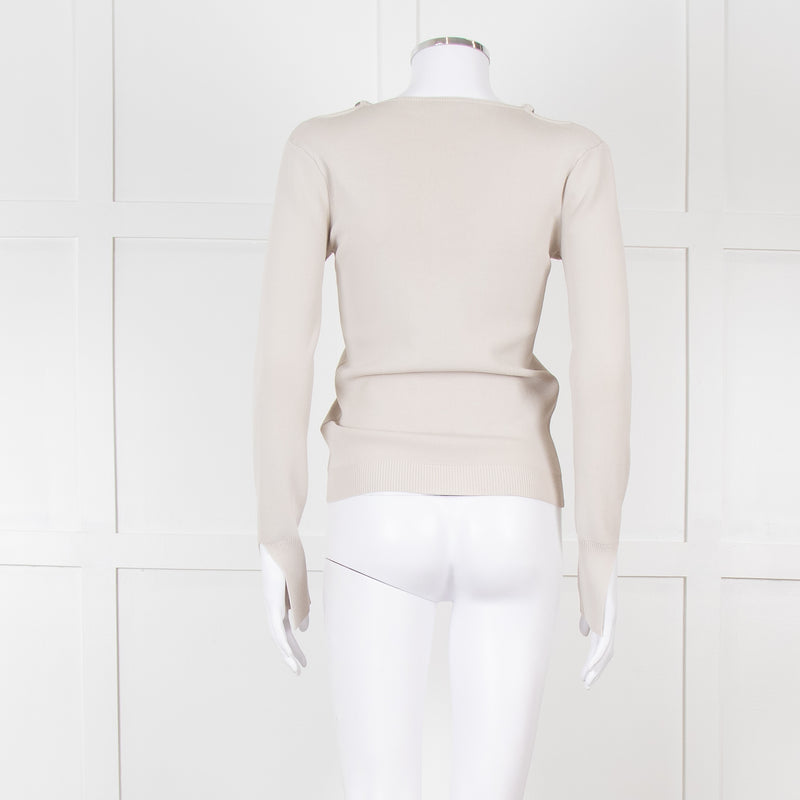 Patrizia Pepe Grey Jumper With Shoulder Chain Detail