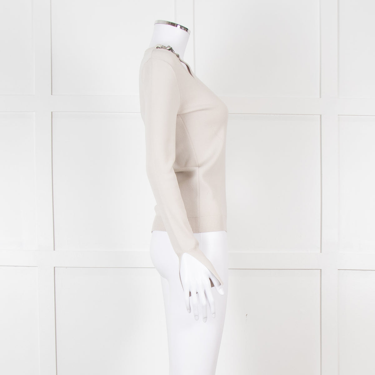 Patrizia Pepe Grey Jumper With Shoulder Chain Detail