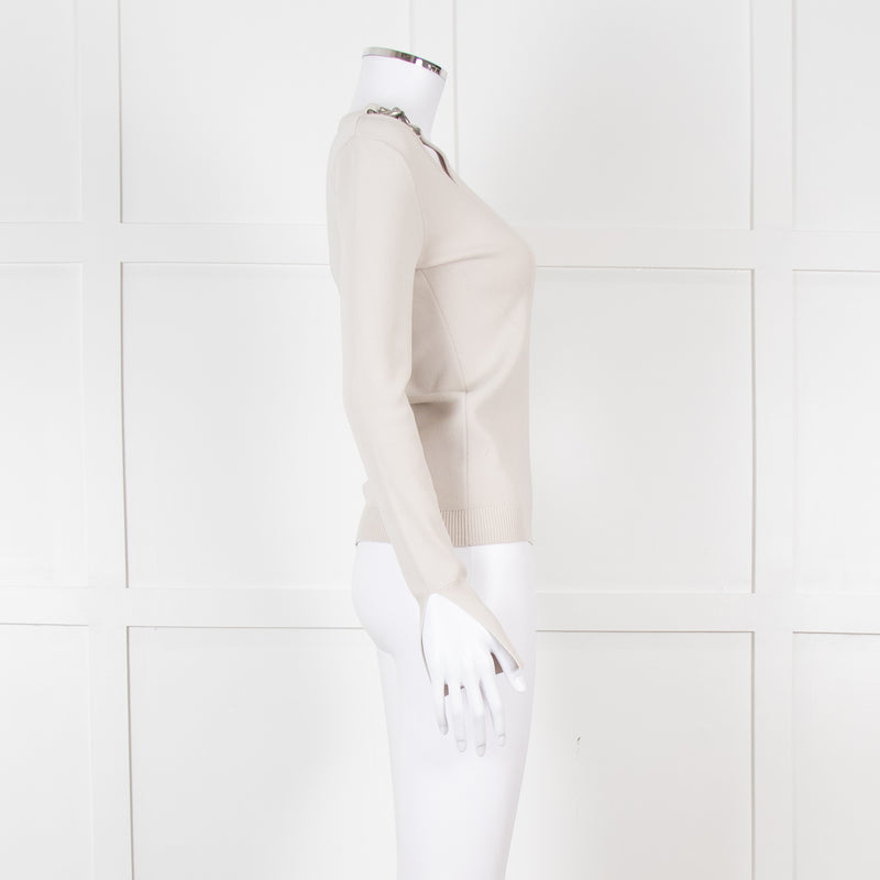 Patrizia Pepe Grey Jumper With Shoulder Chain Detail