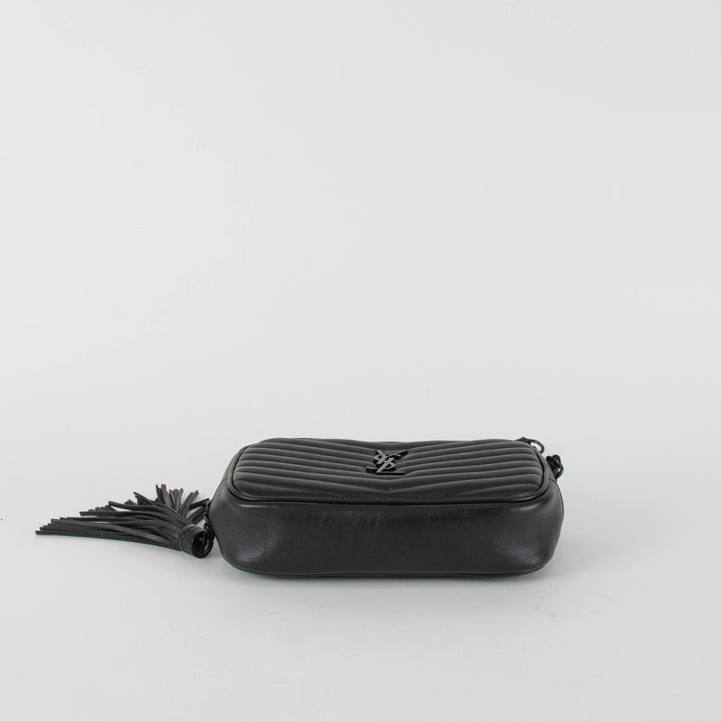 Saint Laurent Black Chevron Mini Lou Camera Bag