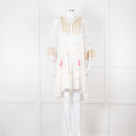 Miss June White Beach Dress with Pastel Embroidery
