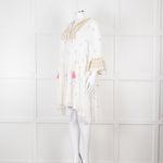 Miss June White Beach Dress with Pastel Embroidery