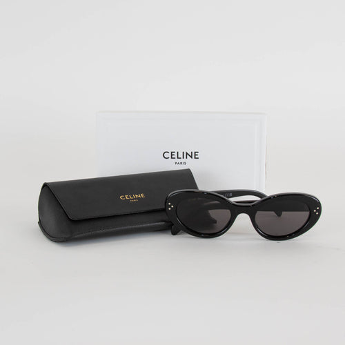 Celine ADV Runway Oval Cat Eye Black Sunglasses