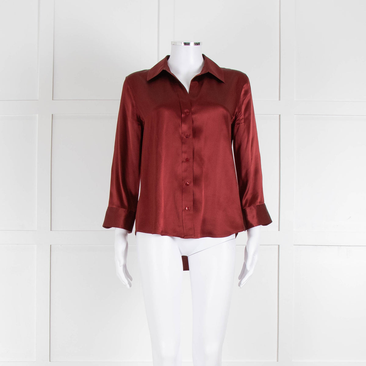 L' Agence Red Long Sleeve Silk Shirt
