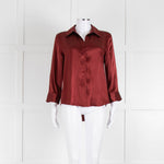 L' Agence Red Long Sleeve Silk Shirt