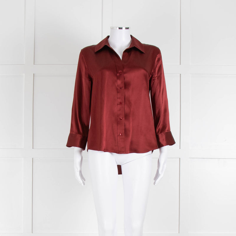 L' Agence Red Long Sleeve Silk Shirt
