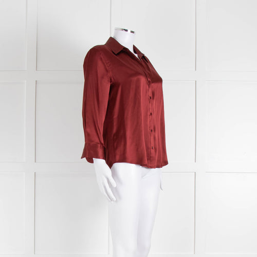 L' Agence Red Long Sleeve Silk Shirt