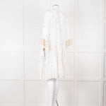 Miss June White Beach Dress with Pastel Embroidery