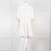 Miss June White Beach Dress with Pastel Embroidery