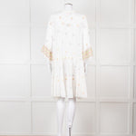 Miss June White Beach Dress with Pastel Embroidery