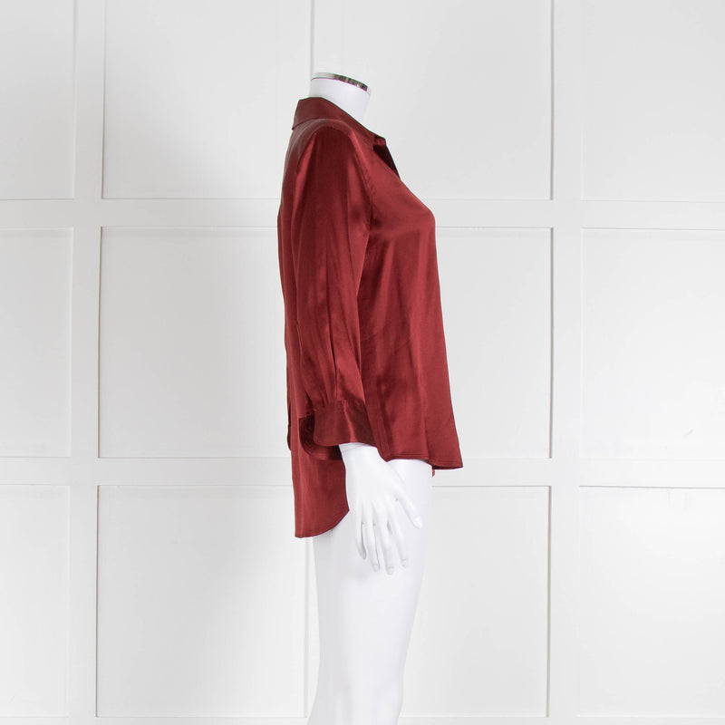L' Agence Red Long Sleeve Silk Shirt