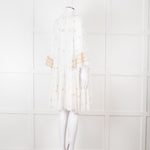 Miss June White Beach Dress with Pastel Embroidery