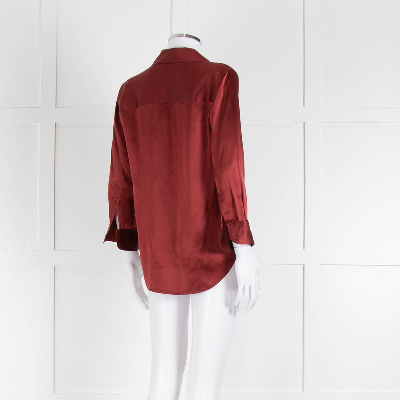 L' Agence Red Long Sleeve Silk Shirt
