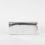 Christian Dior Silver Snakeskin Clutch Bag