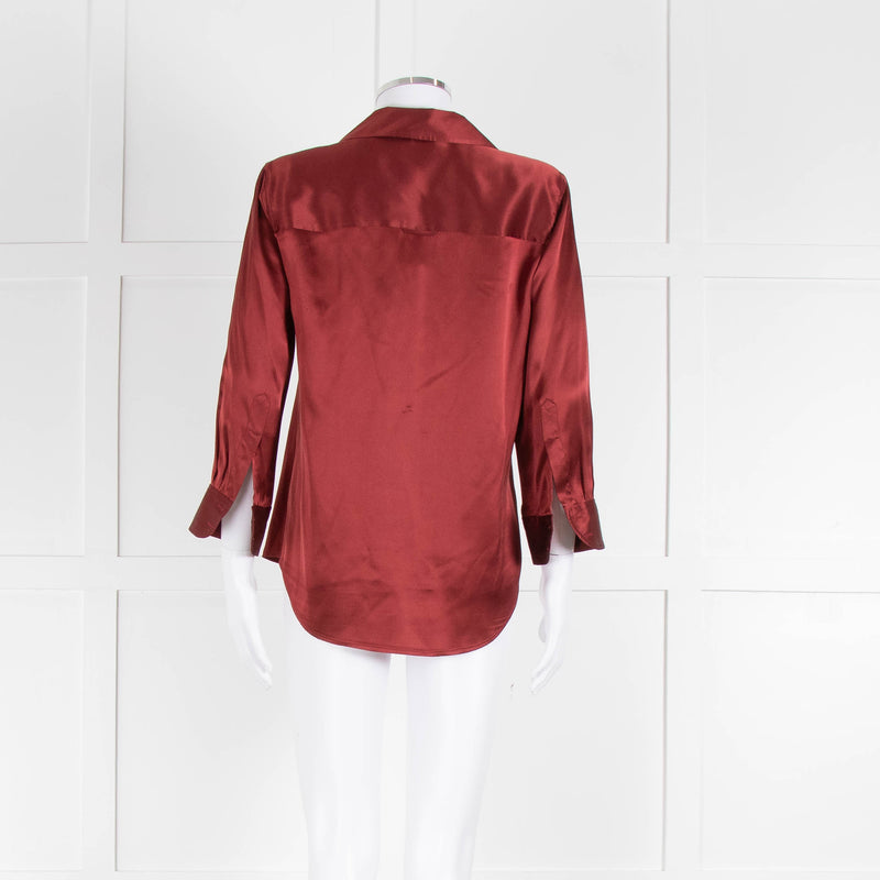 L' Agence Red Long Sleeve Silk Shirt