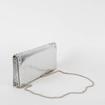 Christian Dior Silver Snakeskin Clutch Bag