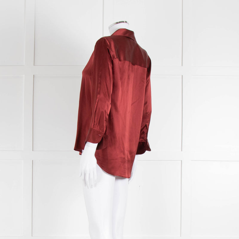 L' Agence Red Long Sleeve Silk Shirt