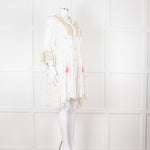 Miss June White Beach Dress with Pastel Embroidery