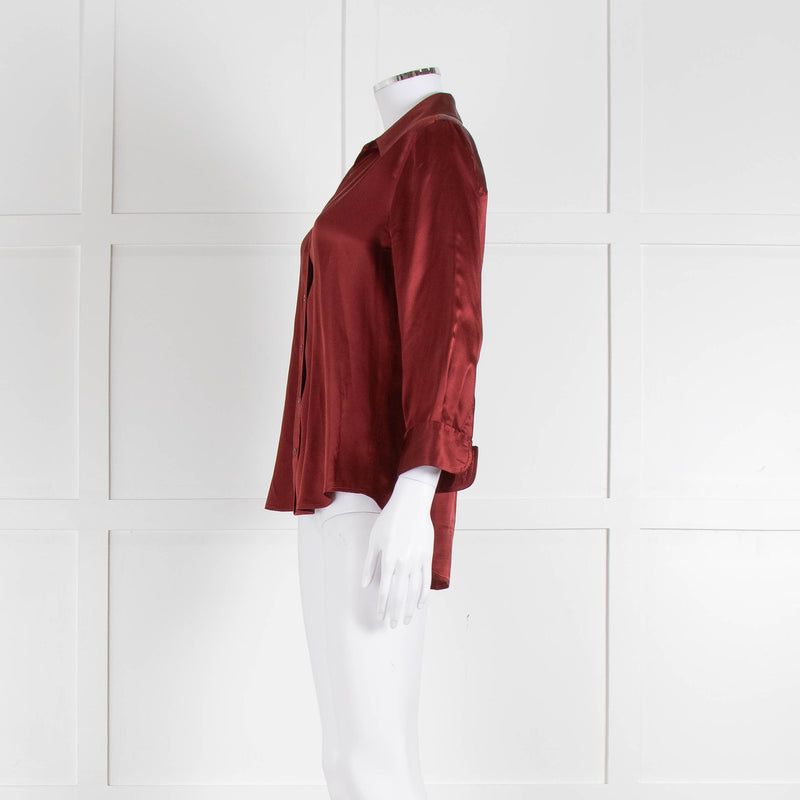 L' Agence Red Long Sleeve Silk Shirt