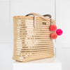 Kate Spade Sequin Raffia Bag with Coloured Pom Pom