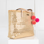 Kate Spade Sequin Raffia Bag with Coloured Pom Pom