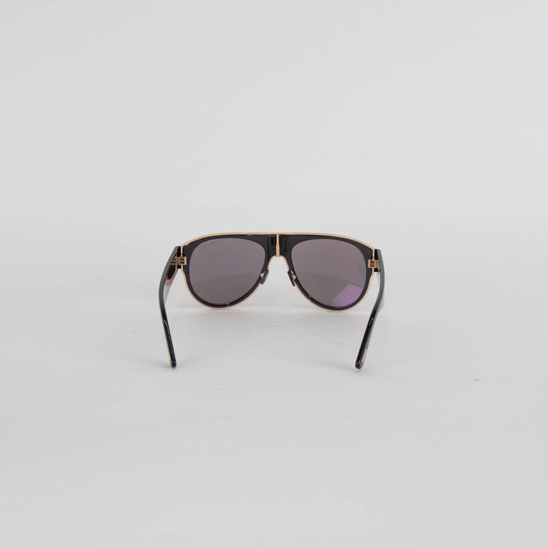 Tom Ford Black Oversized Aviator Sunglasses