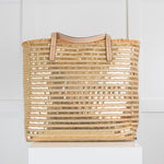Kate Spade Sequin Raffia Bag with Coloured Pom Pom
