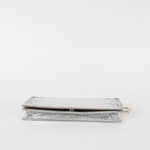 Christian Dior Silver Snakeskin Clutch Bag