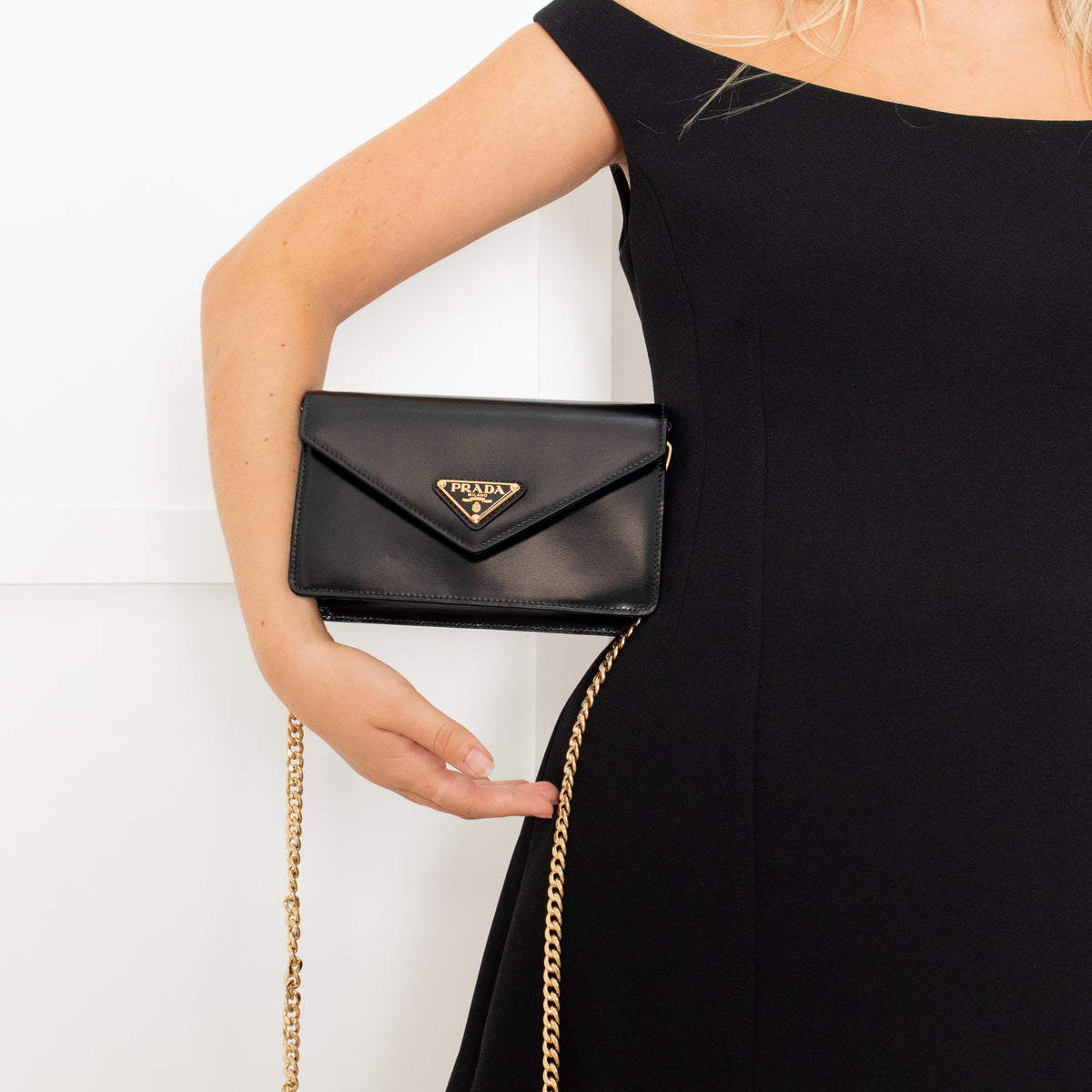 Prada Black Vitello Move Mini Chain Crossbody