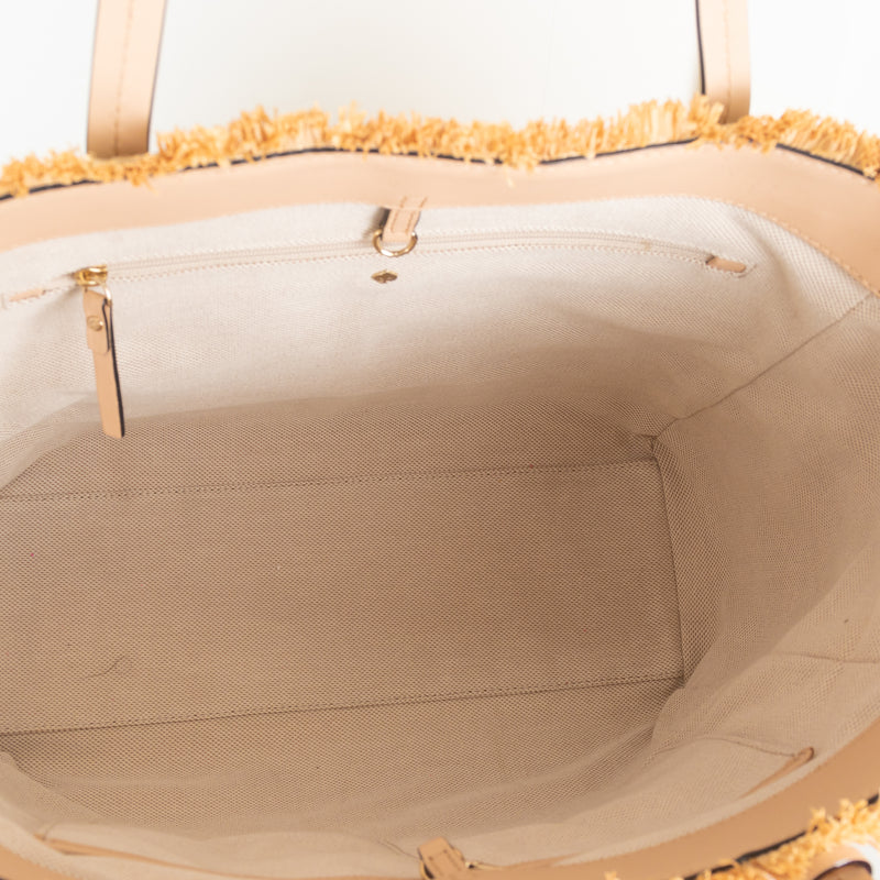 Kate Spade Sequin Raffia Bag with Coloured Pom Pom