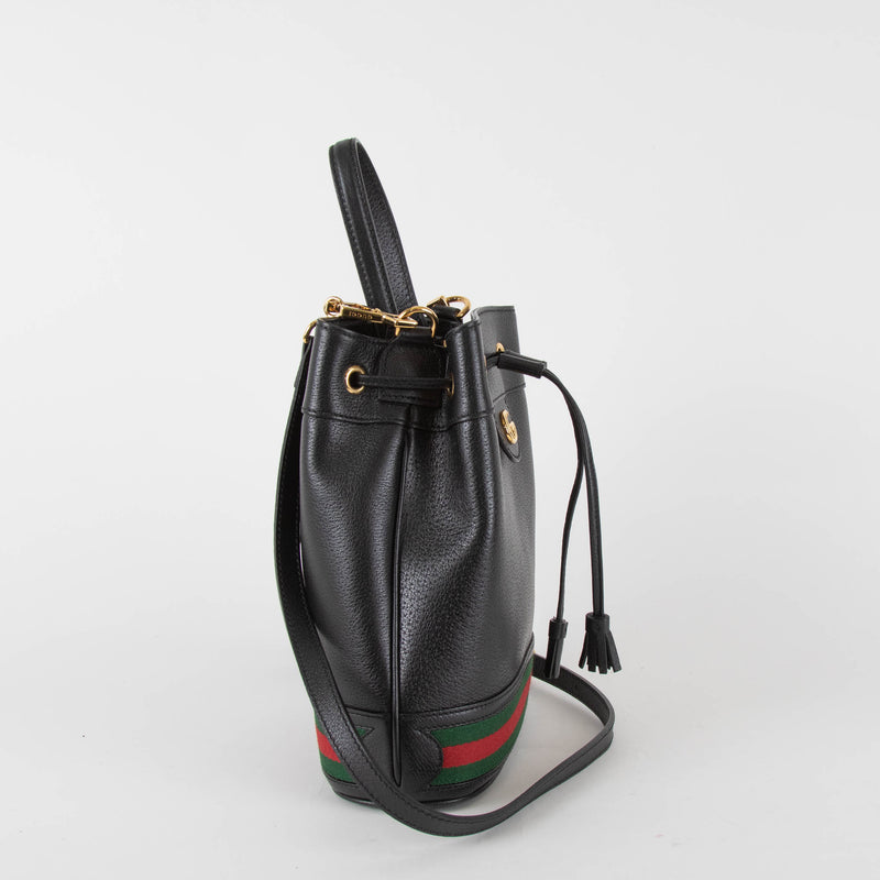 Gucci Black Leather Ophidia Small Bucket Bag