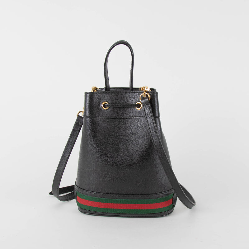 Gucci Black Leather Ophidia Small Bucket Bag